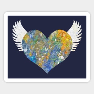 Colorful Stone Heart - Blue and Gold Magnet